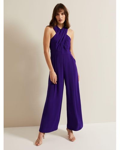 Phase Eight Giorgia Crossover Neck Jumpsuit - Purple