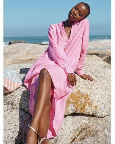 Nrby Chrissie Linen Midi Dress - Pink