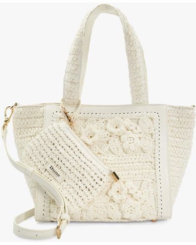 Dune Daisy Floral Applique Embellished Handbag - Natural