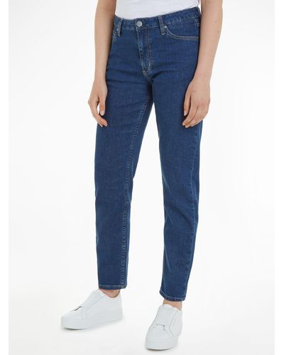 Calvin Klein Mid Rise Slim Fit Organic Cotton Blend Jeans - Blue