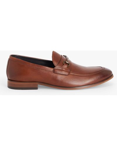 John Lewis Elsworth Trim Leather Loafers - Brown