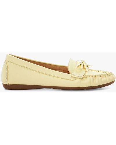 Dune Grovers Leather Bow Detail Driving Loafers - Natural