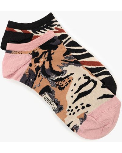 Tutti & Co Animal Stripe Bamboo Blend Trainer Socks - Black