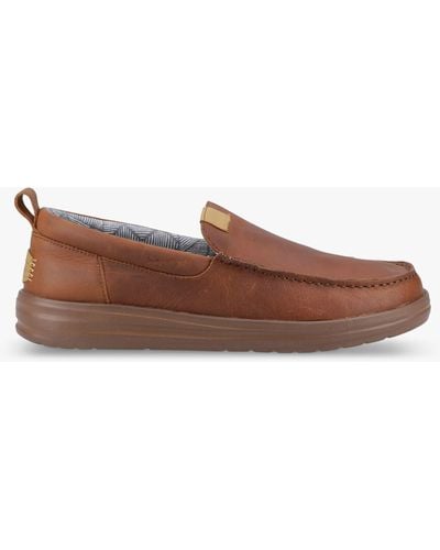 Hey Dude Wally Grip Moccasin Shoes - Brown