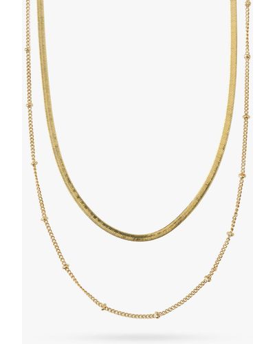 Orelia Satellite & Snake Layered Chain Necklace - White