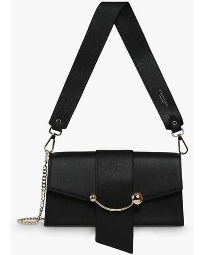 Strathberry Mini Crescent Leather Shoulder Bag - Black