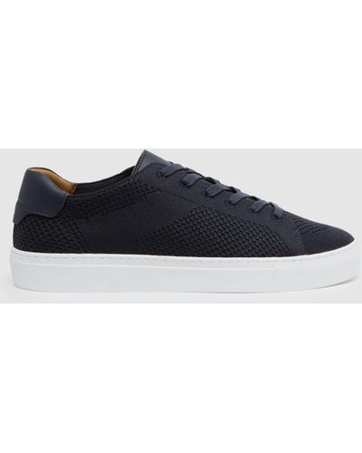 Reiss Finley Knit Low Top Trainers - Blue