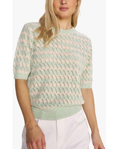 Mos Mosh Karin Short Sleeve Linen Knitted T-shirt - Multicolour