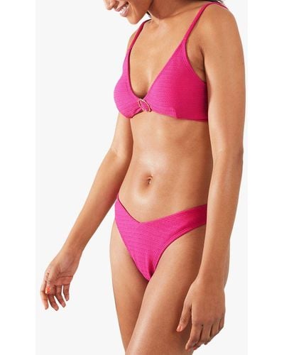 Accessorize Crinkle Trim Plunge Bikini Top - Pink
