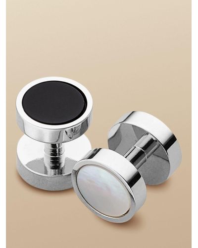 Charles Tyrwhitt Mother Of Pearl And Onyx Evening Studs - Metallic