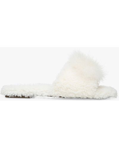 Sam Edelman Francie Pom Pom Velvet Slider Slippers - White