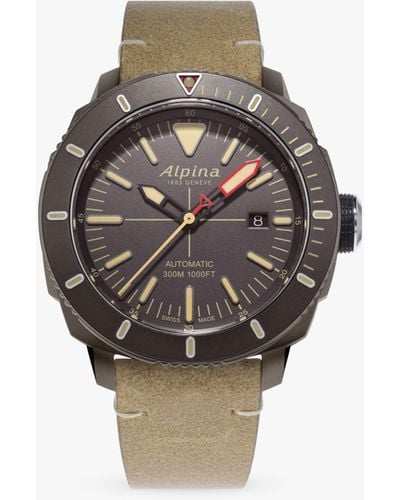 Alpina AL-525LGG4TV6 Seastrong Diver 300 Automatic Date Leather Strap Watch - Multicolour