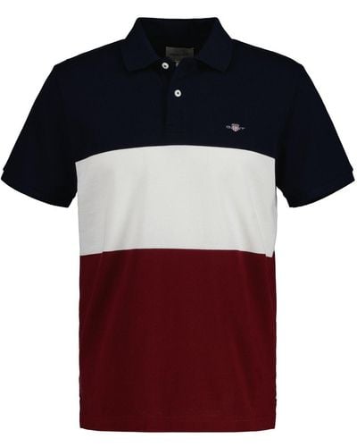 GANT Block Stripe Short Sleeve Polo Shirt - Red