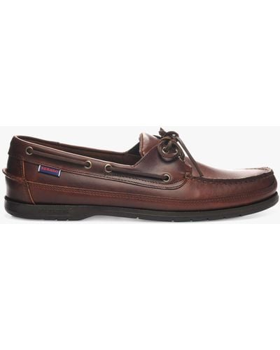 Sebago Schooner Waxed Leather Boat Shoes - Brown