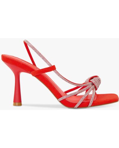 Dune Meta Diamante Strap Heeled Sandals - Red