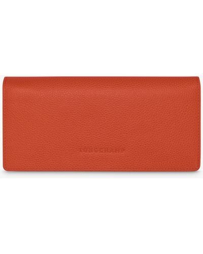 Longchamp Le Foulonné Continental Leather Wallet - Red