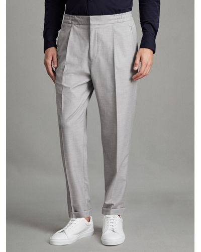 Reiss Brighton Pleated Relaxed Trousers - Grey