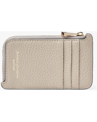 Aspinal of London Pebble Leather Zipped Coin And Card Holder - Natural