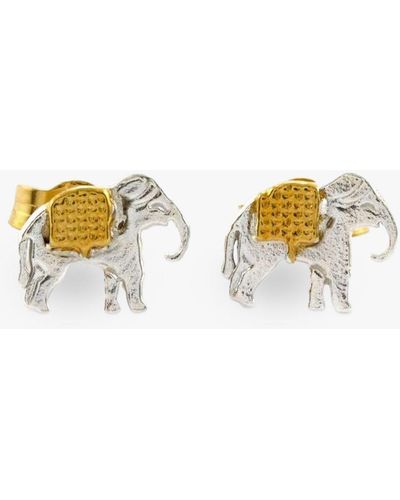 Alex Monroe Miniature Elephant Stud Earrings - Metallic