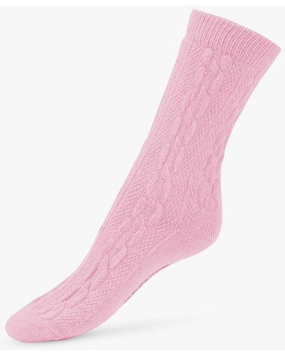 Dear Denier Saga Recycled Wool Cashmere Cable Knit Socks - Pink