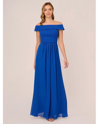 Adrianna Papell Crepe Chiffon Maxi Dress - Blue