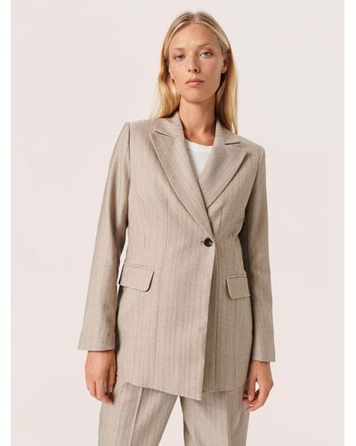 Soaked In Luxury Charvi Notch Lapel Fitted Blazer - Natural