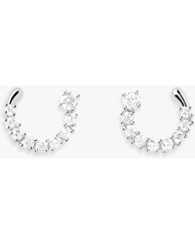 Pdpaola Leona Cubic Zirconia Semi-circle Stud Earrings - White