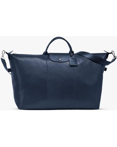 Longchamp Le Foulonné Leather Travel Bag - Blue