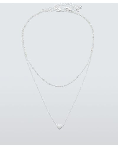 John Lewis Heart Layered Chain Necklace - White