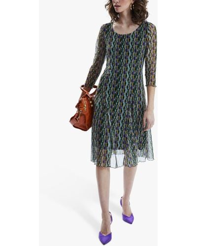 James Lakeland Sheer Sleeve Geometric Print Boho Dress - Multicolour