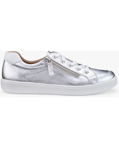 Hotter Chase Ii Extra Wide Fit Leather Zip And Go Trainers - White