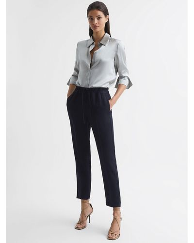 Reiss Petite Hailey Cropped Trousers - Blue
