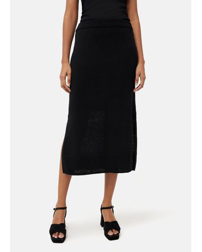 Jigsaw Linen Slub Knitted Skirt - Black