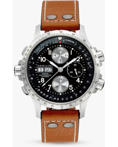 Hamilton H77616533 Khaki X-wind Day Date Chronograph Leather Strap Watch - White