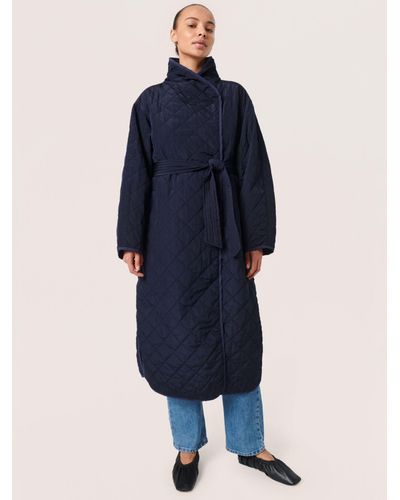 Soaked In Luxury Umina Quilted Knee-length Coat - Blue