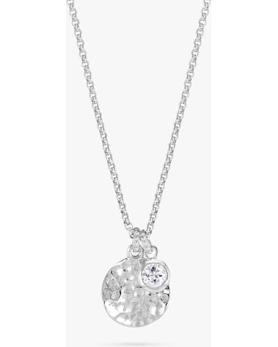 Dower & Hall White Topaz & Hameered Disc Necklace