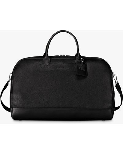 Longchamp Le Foulonné Large Leather Travel Bag - Black