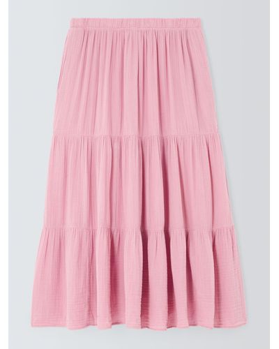Velvet By Graham & Spencer Danielle Cotton Gauze Tiered Maxi Skirt - Pink