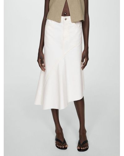 Mango Asher Asymmetrical Denim Skirt - White