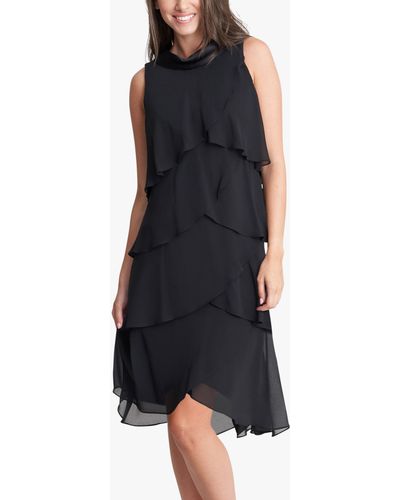 Gina Bacconi Lanie Tiered Ruffle Dress - Black