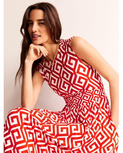 Boden Thea Maze Print Sleeveless Midi Dress - Red
