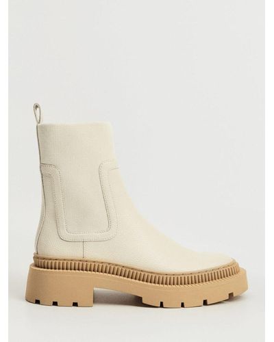 Mango Chunky Contrast Sole Ankle Boots - Natural
