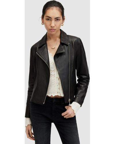 AllSaints Vela Leather Biker Jacket - Black