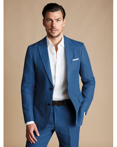 Charles Tyrwhitt Linen Slim Fit Blazer - Blue