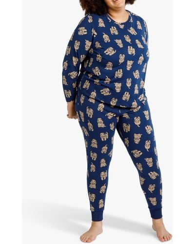 Chelsea Peers Curve Cockapoo Print Pyjama Set - Blue