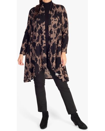 Chesca Abstract Print Longline Jersey Cardigan - Black