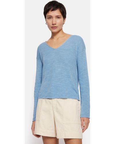 Jigsaw Linen And Cotton V Neck Jumper - Blue