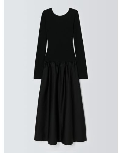 John Lewis Woven Jersey Dress - Black