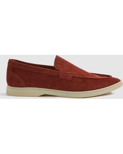 Reiss Kason Slip-on Suede Loafers - Red