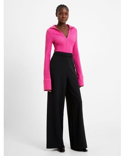 French Connection Echo Wide Leg Crepe Trousers - Pink